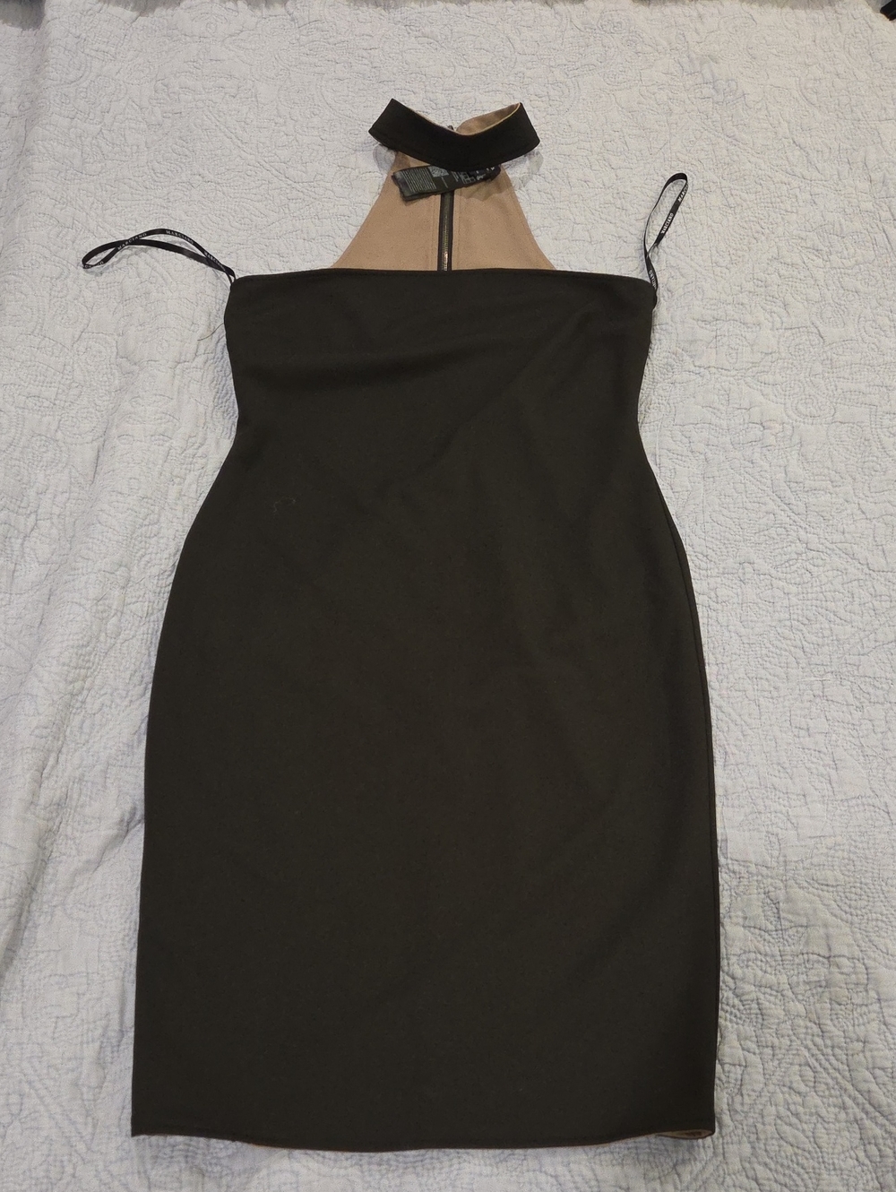 Stunning Marciano Reversible Illusion Halter Bodycon Dress - Black Or Tan-- M